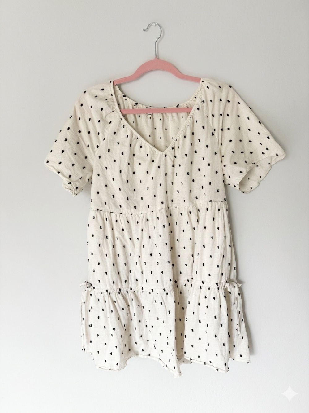 Madewell Polka Dot Tiered Babydoll Mini Dress Line Blend